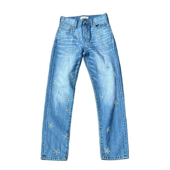 Madewell 0 the perfect Summer Jeans Daisy embroidery edition 24 mom jeans - Picture 2 of 9